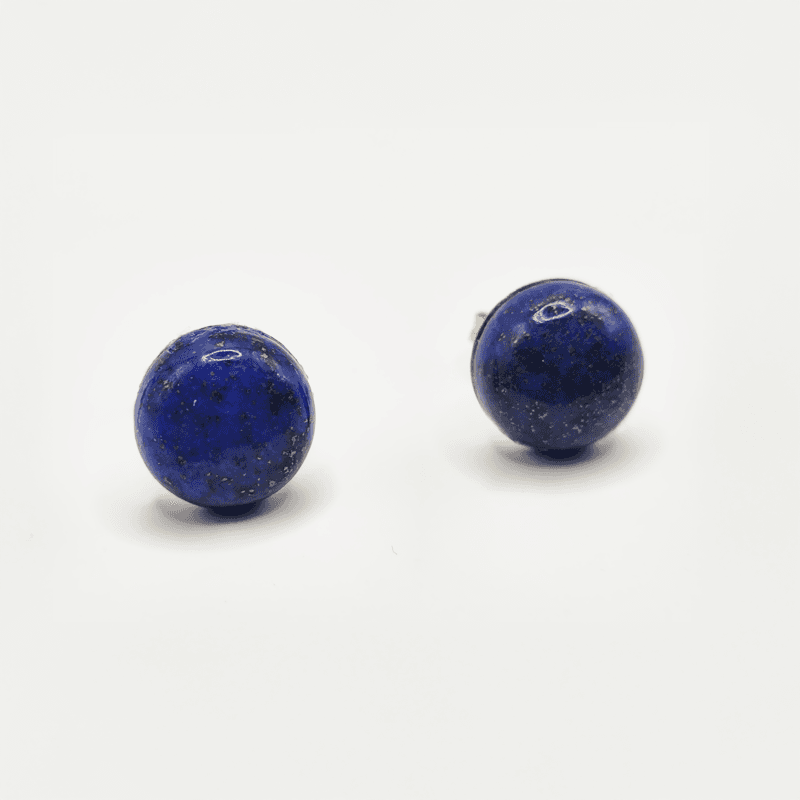 Goudkleurige studs met Lapis Lazuli edelsteen front