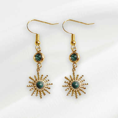 Oorhangers met zon en jade natuursteen