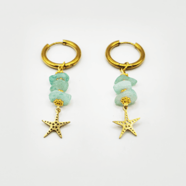 Ooringen met edelsteen en zeester bedel angle