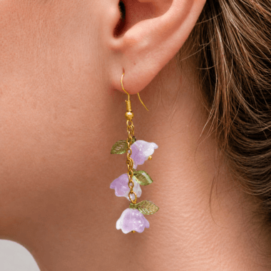 Oorhangers met 3 bloemen in oor